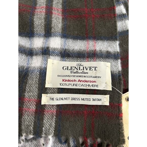 Kinloch Anderson Scarf 100% Pure Cashmere Glenlivet Collection Olive Plaid - Picture 7 of 7